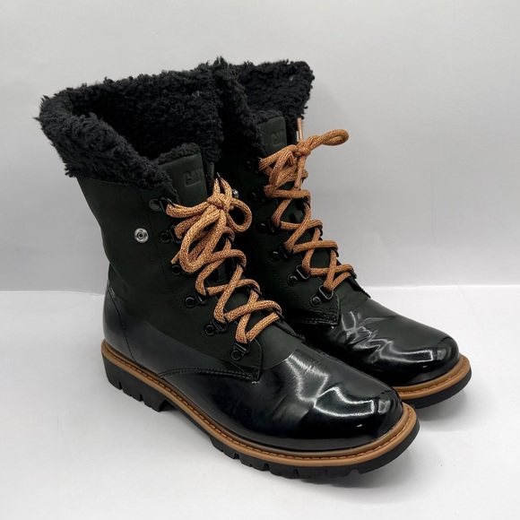 Caterpillar Shoes - Caterpillar Walking Machines Women’s Boots Size 8.5 US Black Patent Leather Fur